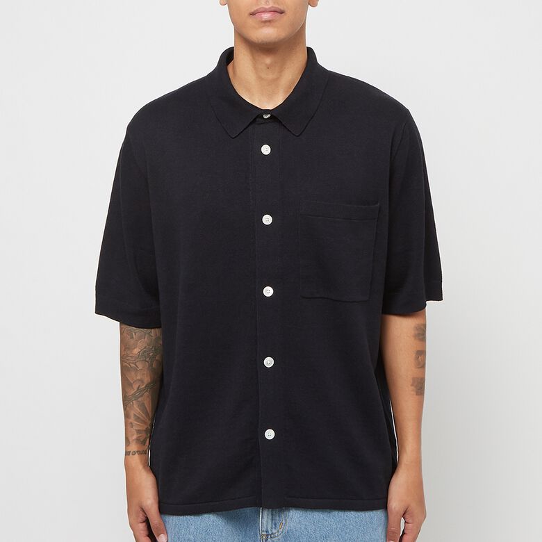 Norse Projects Rollo Cotton Linen Short Sleeve Shirt dark navy