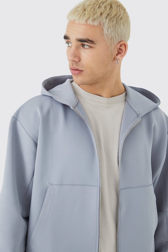 Kastiger Oversize Scuba-Hoodie mit Reißverschluss