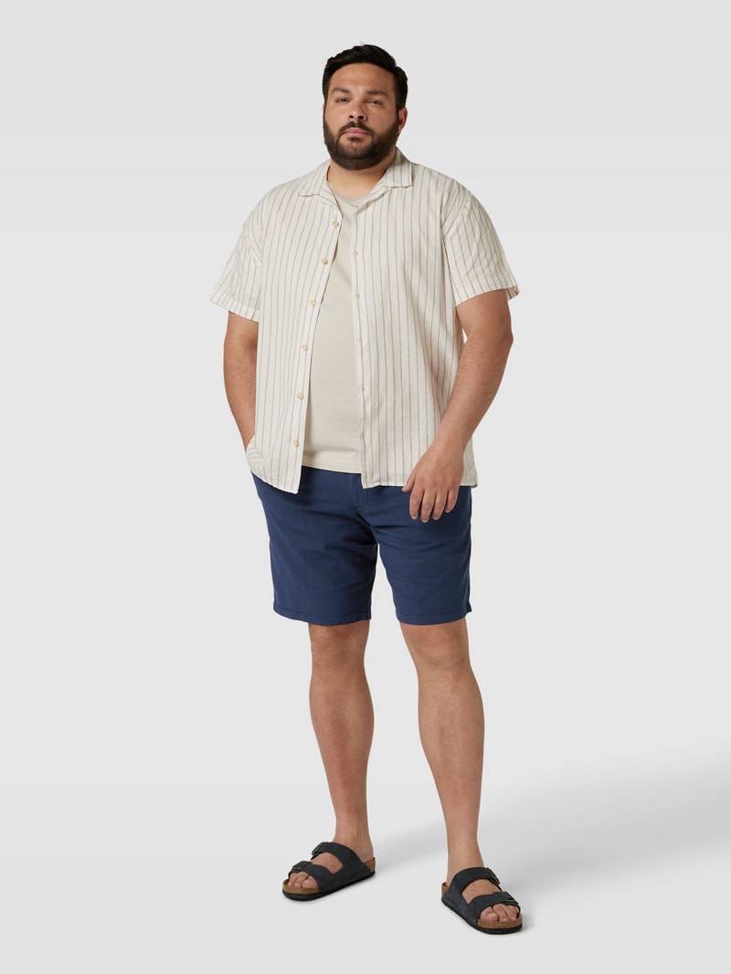 PLUS SIZE RegularFit Shorts mit Leinen Modell 'DAVE' in marineblau