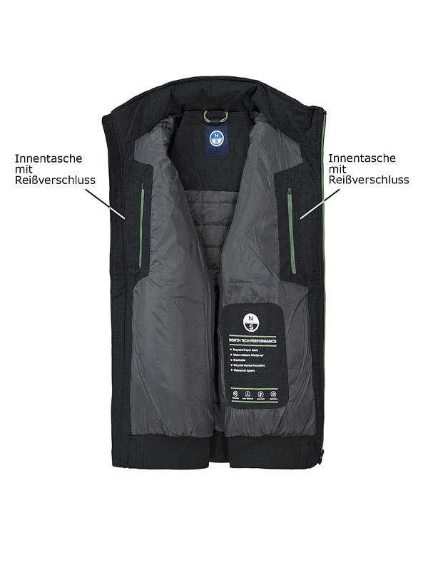 NORTH SAILS, Blouson, Mikrofaser-Stretch wattiert, schwarz meliert
