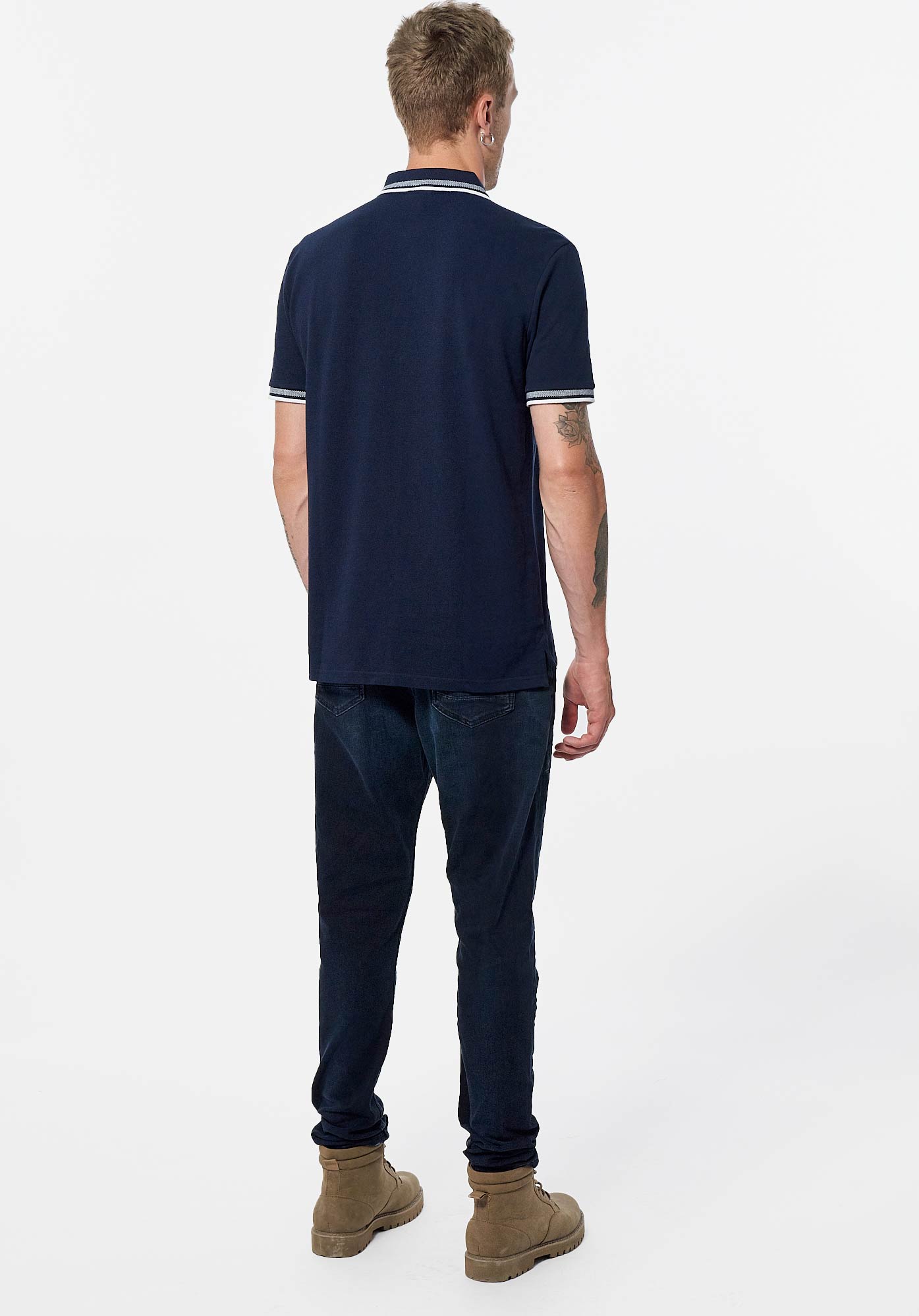 RAYOC  Polo bleu marine homme 100% coton bio