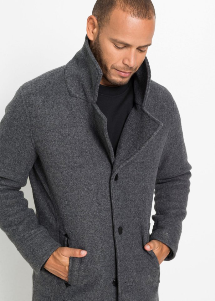 Lang-Jacke in Wolloptik