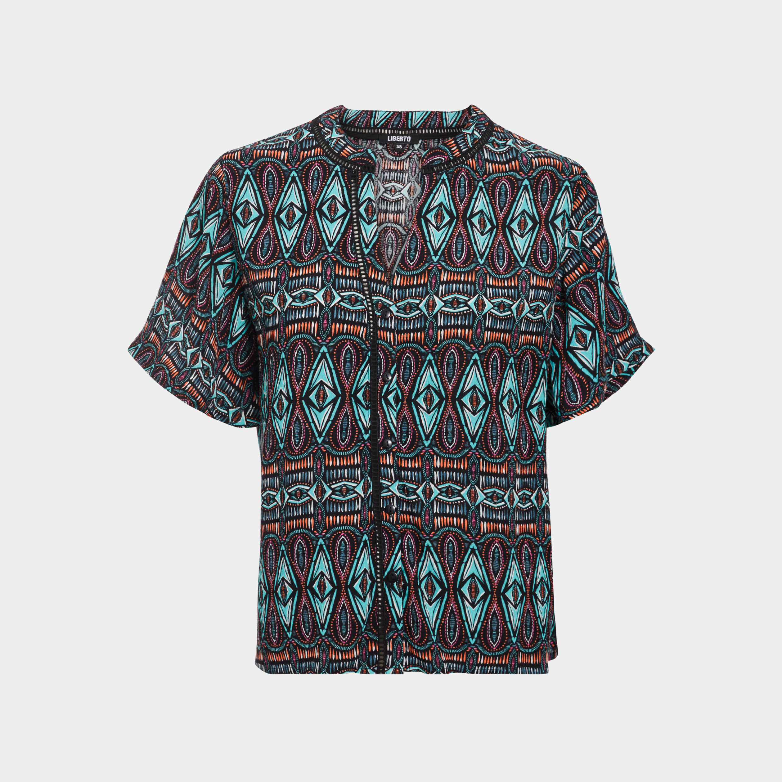 Chemise manches courtes col V noir femme | La Halle