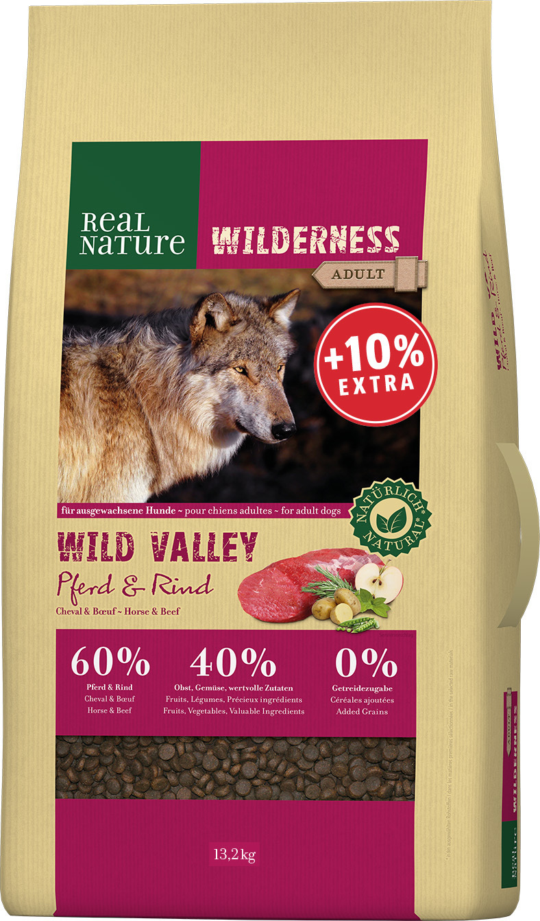 REAL NATURE Hundetrockenfutter REAL NATURE WILDERNESS Wild Valley Pferd & Rind 13,2 kg