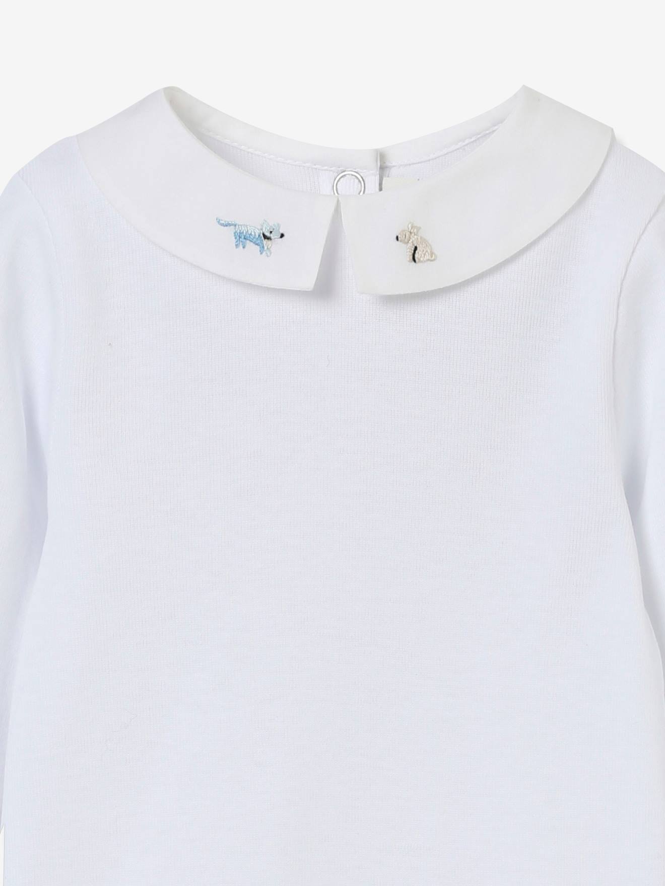 Body bébé col brodé CYRILLUS coton bio blanc