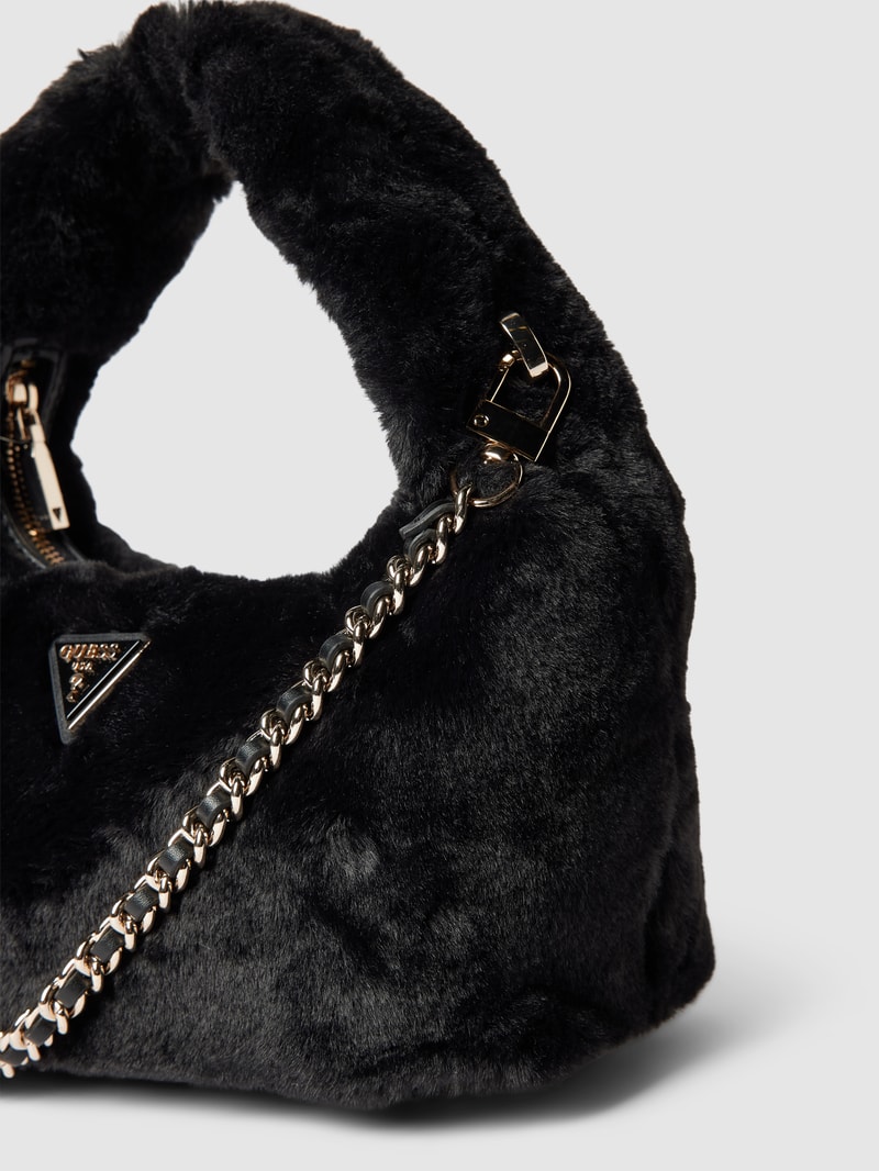 Handtasche mit Kunstfellbesatz Modell 'KATINE' in black