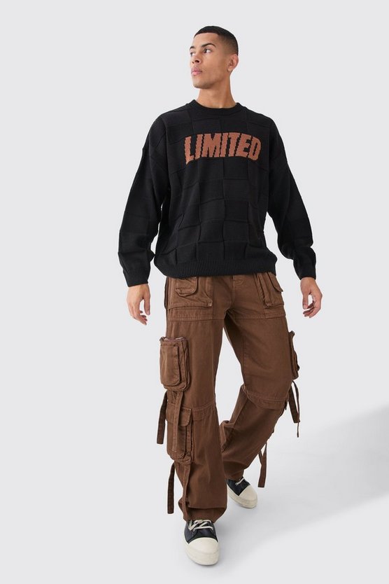 Lockere Cargo-Jeans mit Taschen und Acid-Waschung