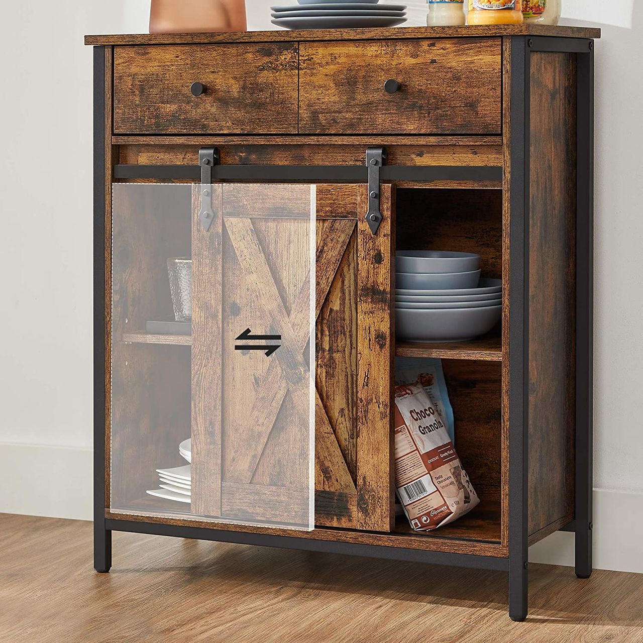 Vasagle Lagerschrank, 70x30x80cm, Schwarz
