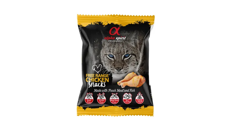 alpha spirit Cat Snacks Bag gewürfelt Freiland-Huhn 50g 50 g