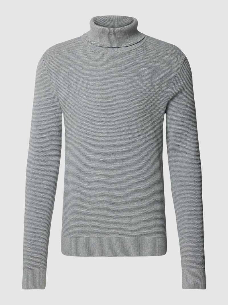 Strickpullover mit Rollkragen in mittelgrau meliert