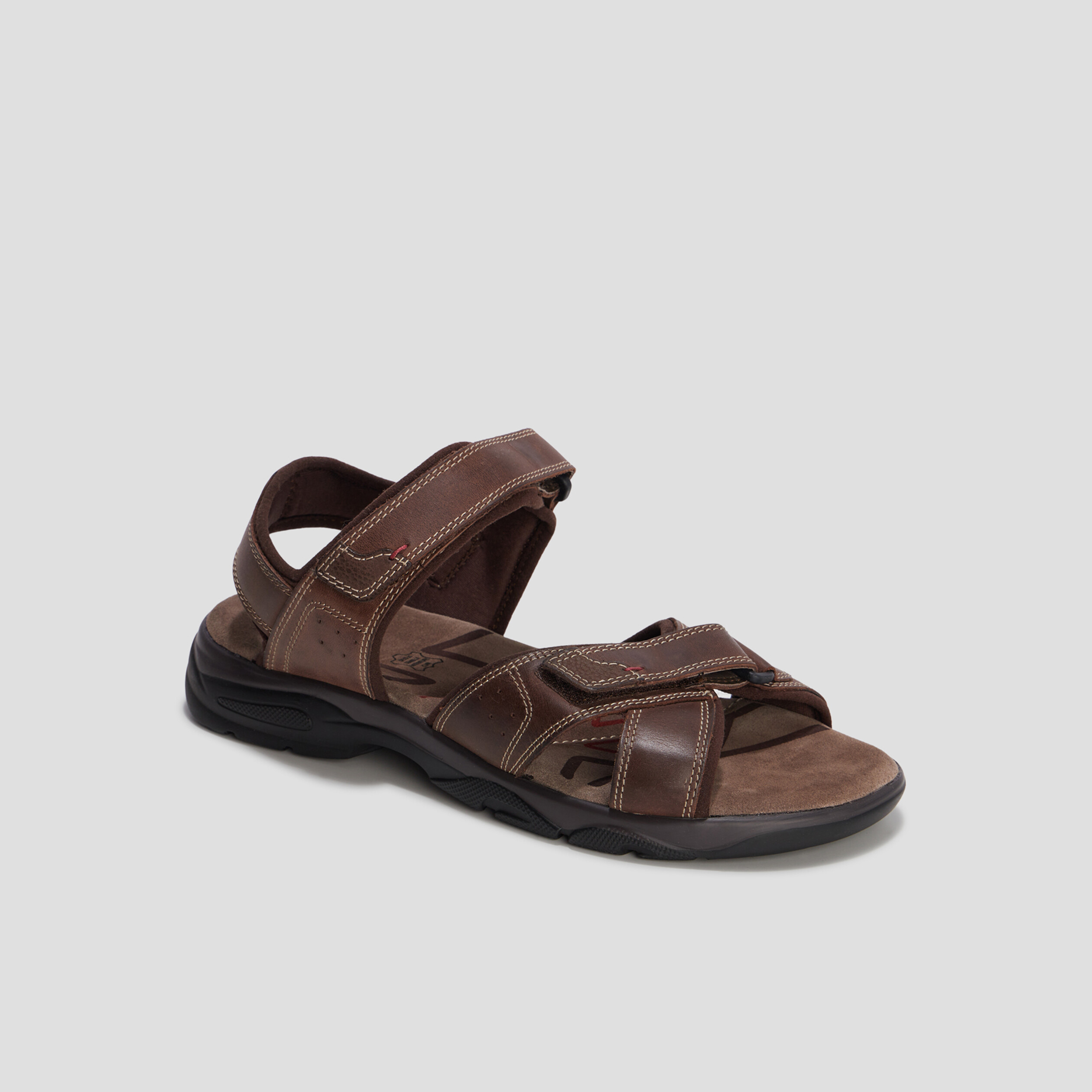 Sandales à scratchs en cuir Walking marron homme | La Halle