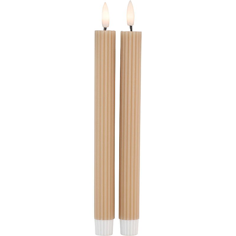 Vie Selected Kronelys 2-pk 24 cm rille LED Sand