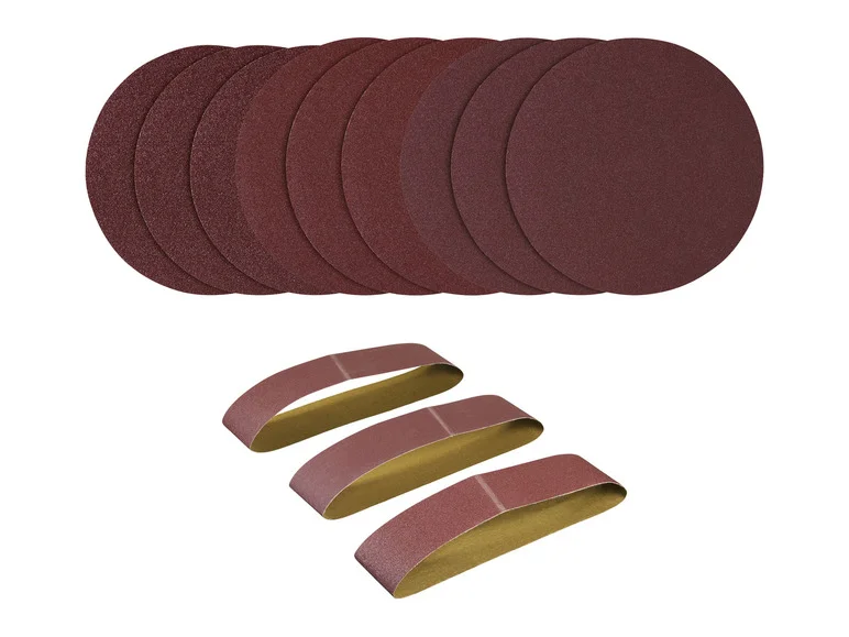 Conjunto de 12 abrasivos PARKSIDE® para lixadeiras de fita e disco.