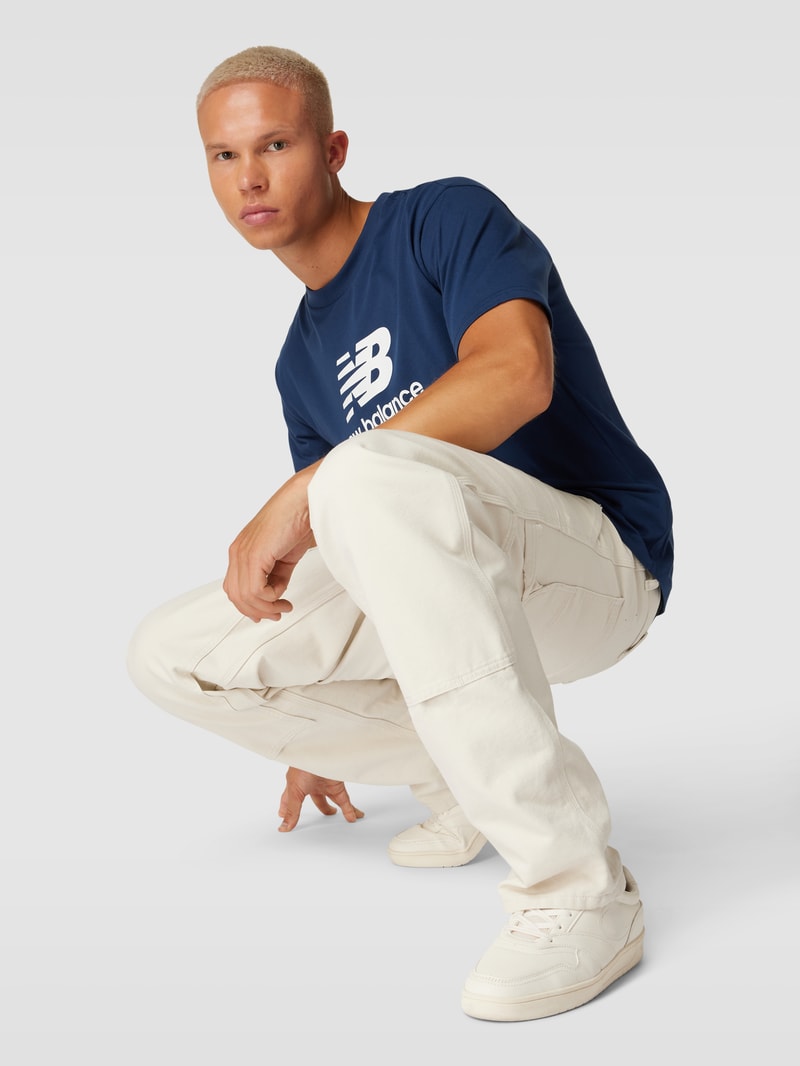 T-Shirt mit Logo-Print in marineblau
