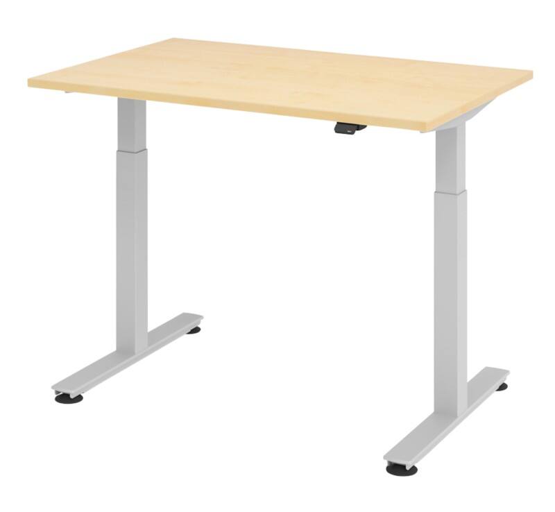Hammerbacher Sitz-Stehschreibtisch XMST Ahorn, Silber 1.200 x 800 x 650 mm