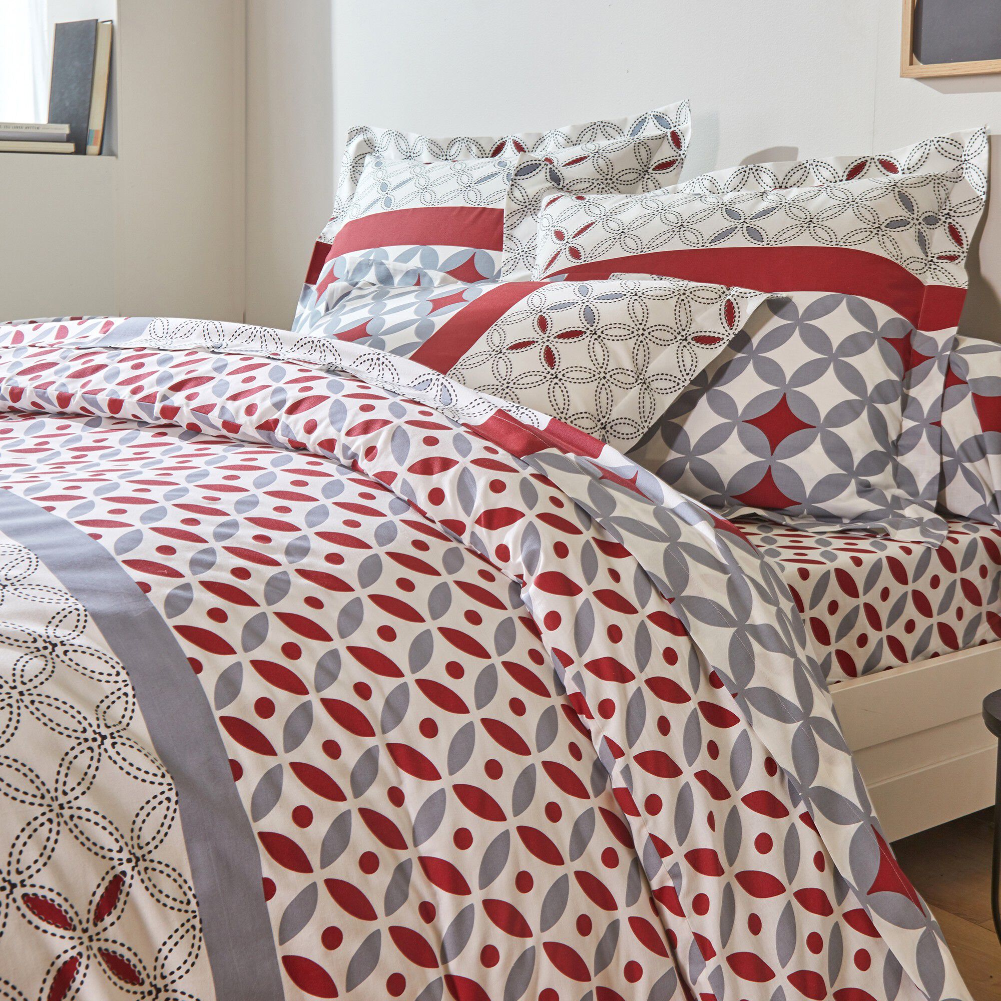 Linge de lit Marlow en coton à motifs géométriques