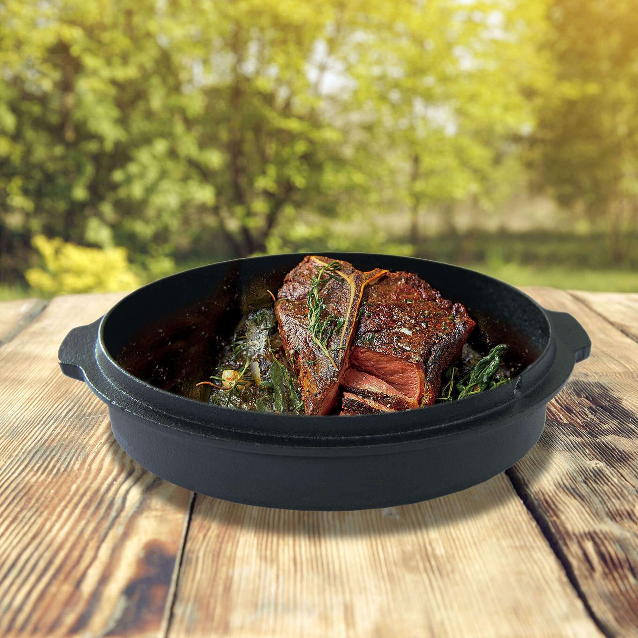 Jim Beam Dutch Oven mit 2-IN-1-Deckel aus Gusseisen