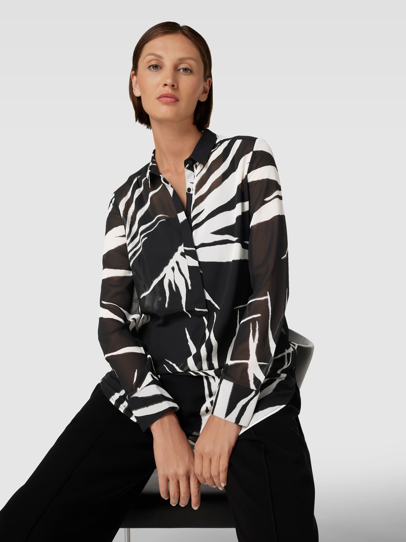 Longbluse mit Knopfleiste in schwarz