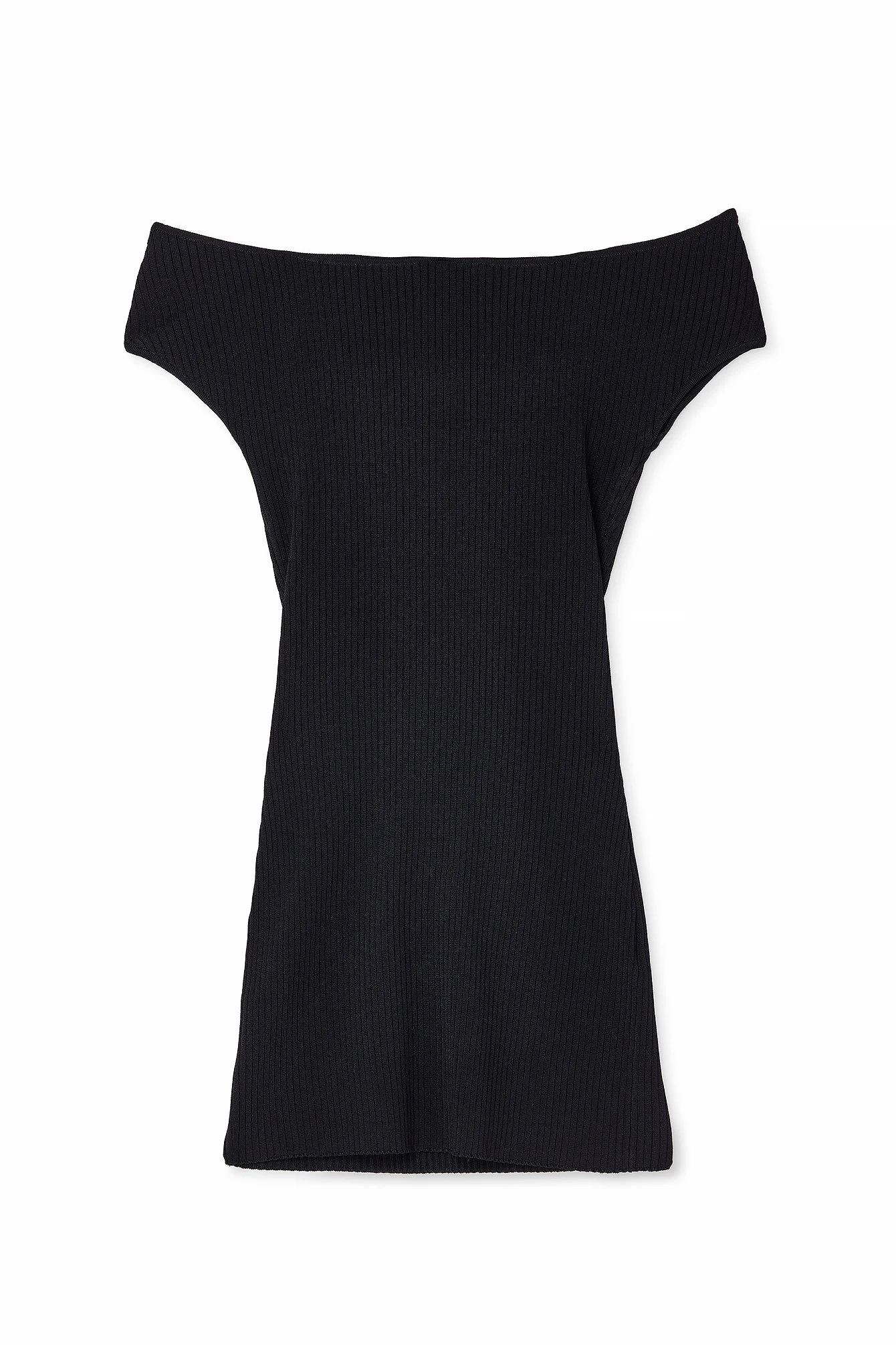 Schulterfreies Strick-Minikleid