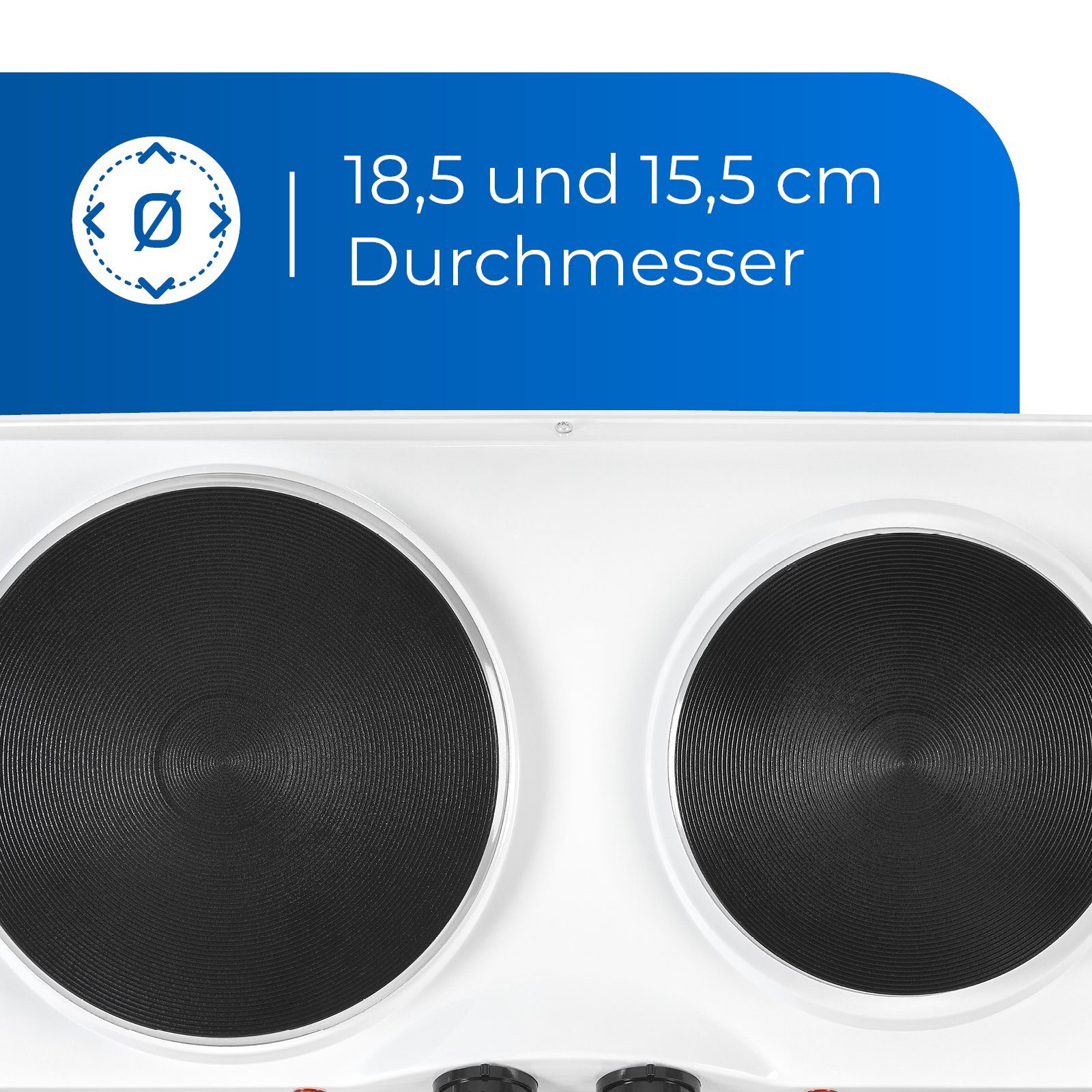 exquisit Doppelkochplatte KP 3202, 2500 W, Massekochfeld, 2 Kochzonen, flexibles Kochen überall