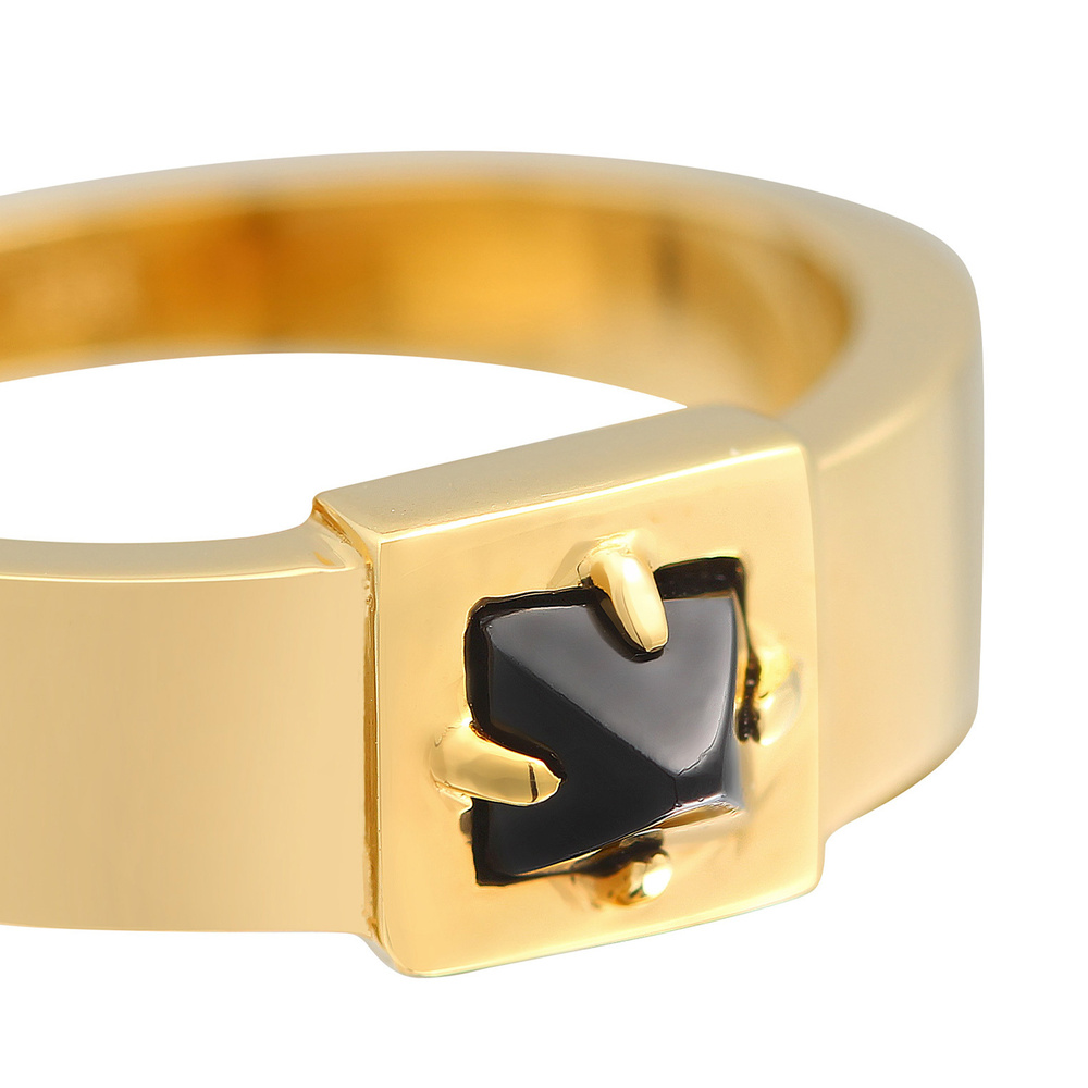 KUZZOI KUZZOI Bague Hommes Solitaire Pyramide Massif avec pierre précieuse Onyx en argen Bague