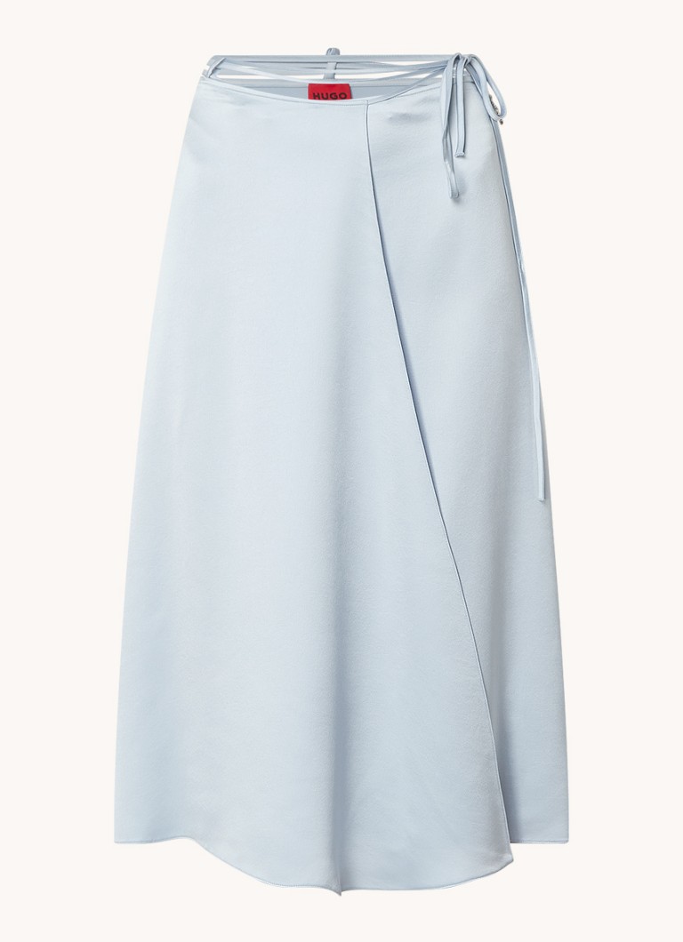Fustă midi HUGO BOSS Roti Satin Wrap