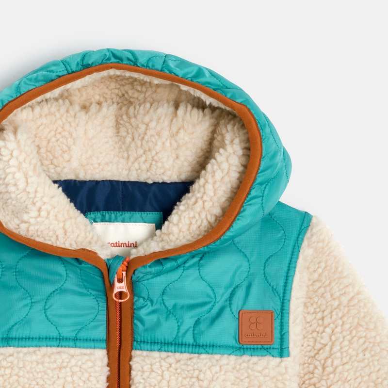 Veste sherpa bébé zippée à capuche blanc Catimini