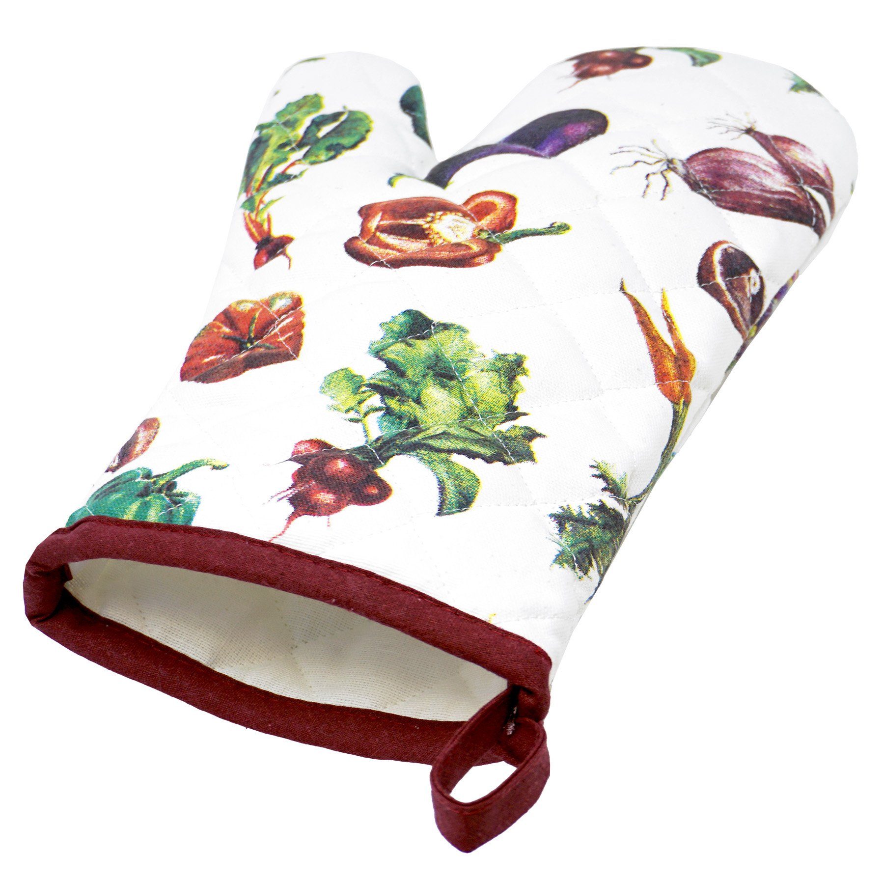 Lashuma Topfhandschuhe Gemüse, (Set, 2-tlg), Küchenhandschuhe bedruckt, Backhandschuhe 30x20 cm