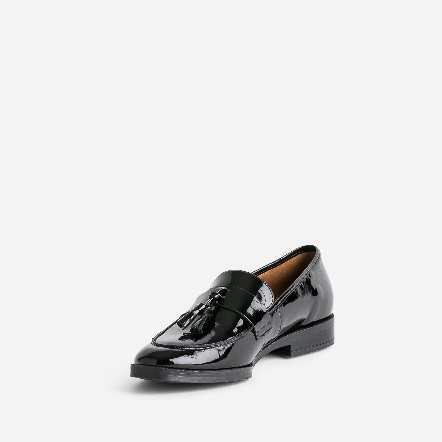 Mocassin à glands ERAM FLEX noir verni en cuir