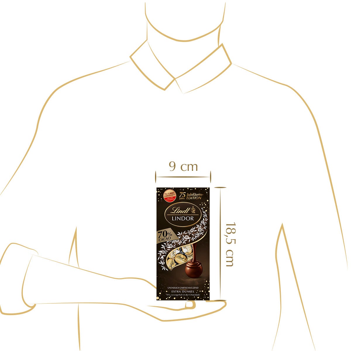 LINDOR Kugel Beutel Extra Dark 70%, 75 Jahre Jubiläum, 137g
