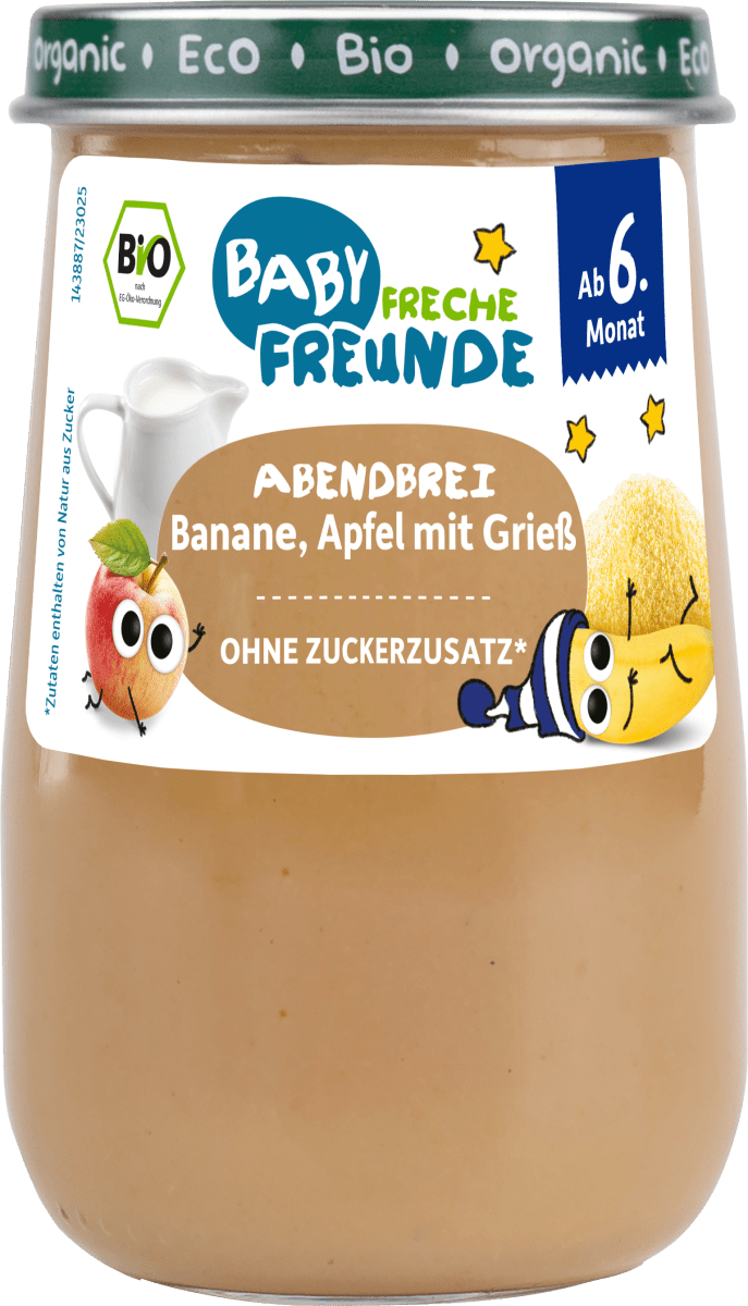Abendbrei Banane, Apfel, mit Grieß ab dem 6.Monat, 190 g