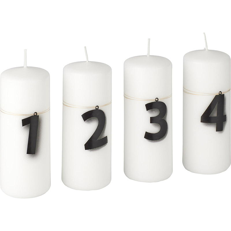 Vie Home Adventslys 4-pk 12 cm, 1-4 stearin hvit