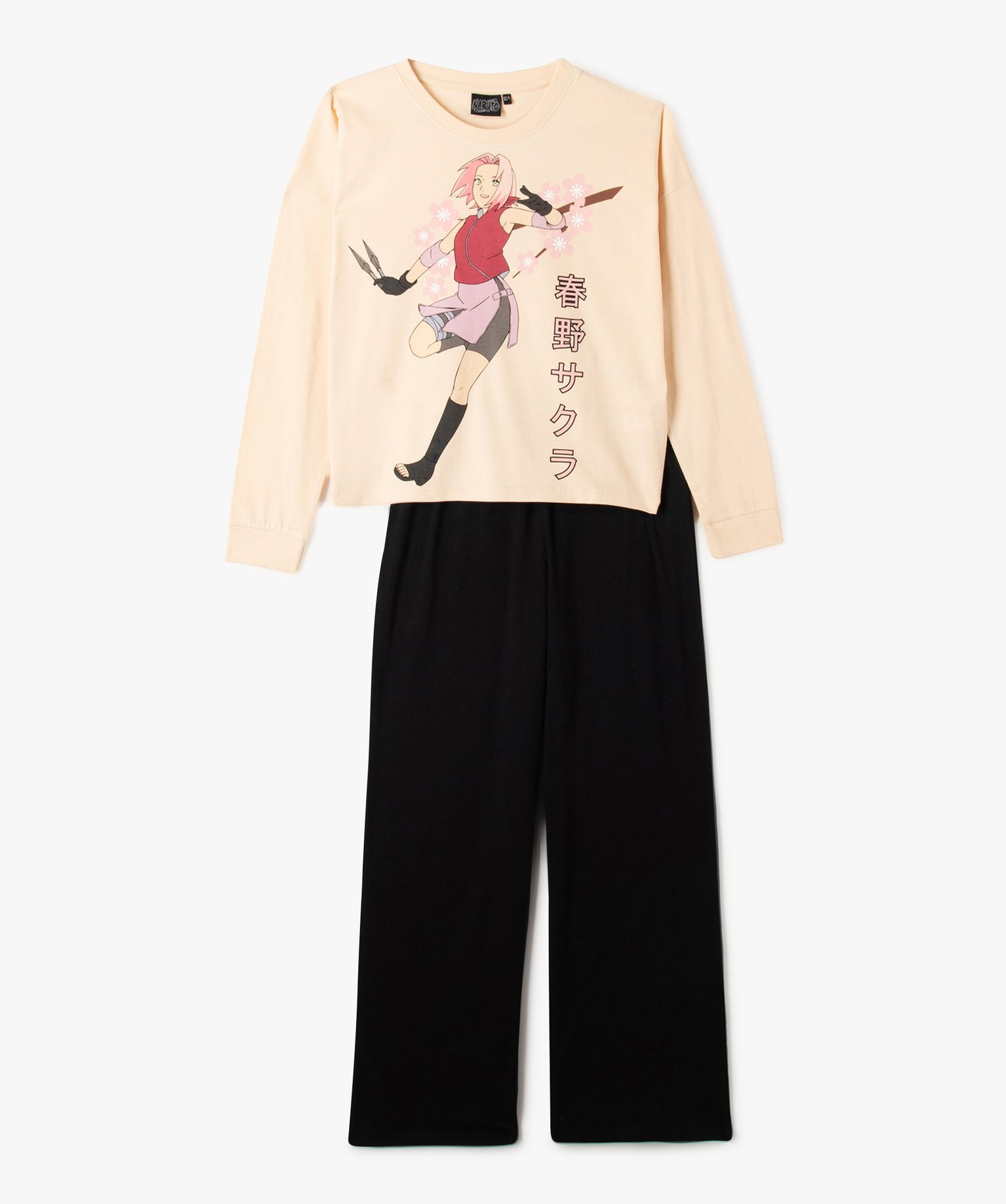 Pyjama à manches longues avec large motif manga fille - Naruto rose | GEMO