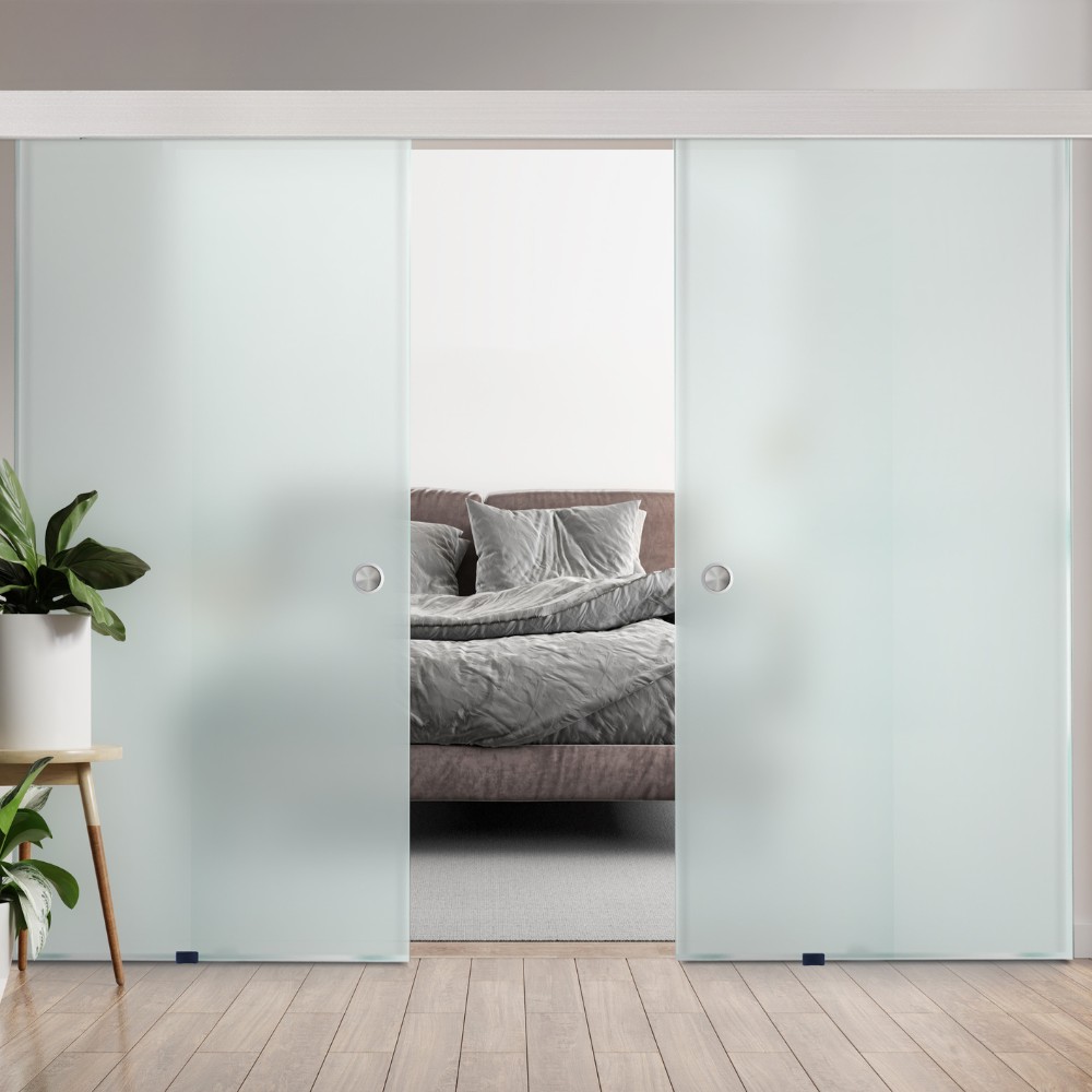 Home Deluxe Doppelglasschiebetür SAPHIR – 205 x 105 cm Milchglas