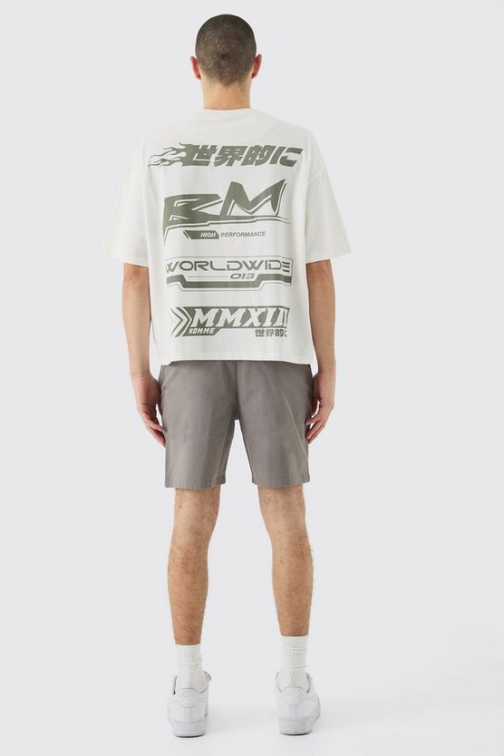 Graue Slim-Fit Chino-Shorts