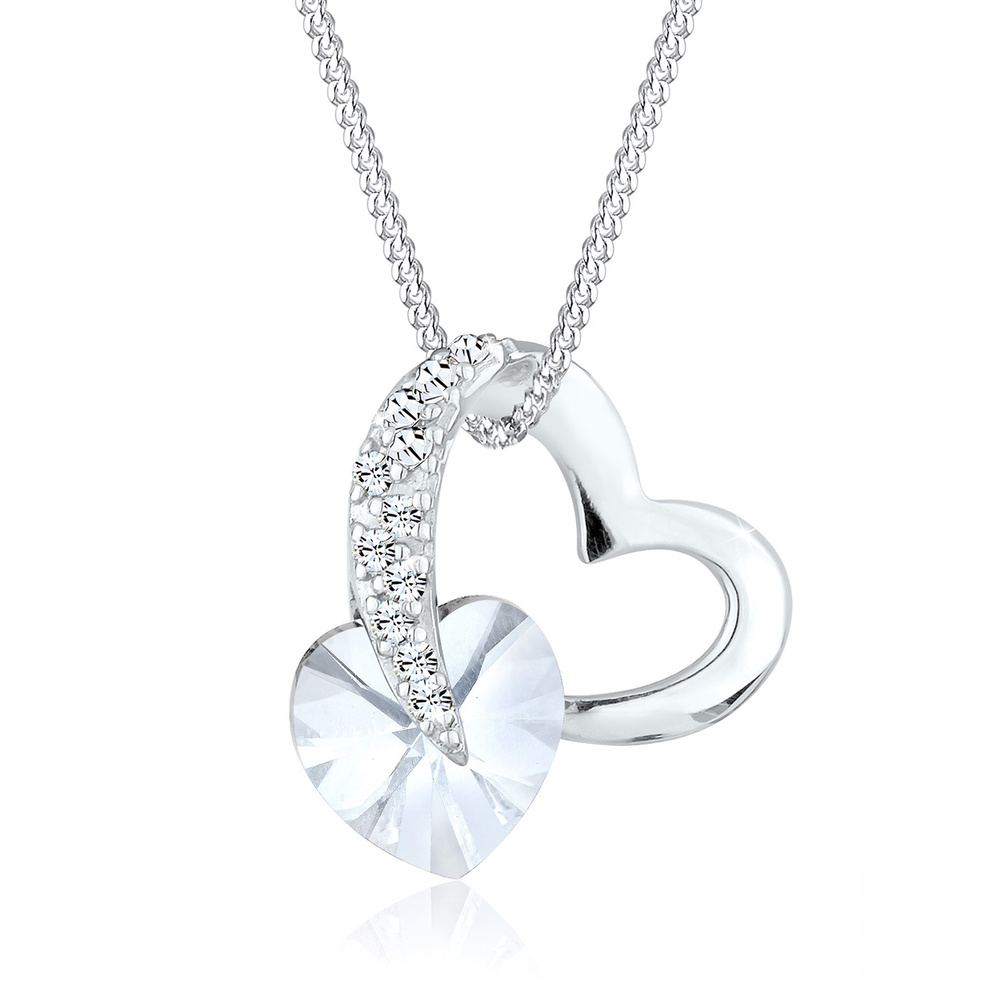 Elli Elli Collier Femme Coeur Glamoureux avec Cristal  en Argent Sterling 925 collier