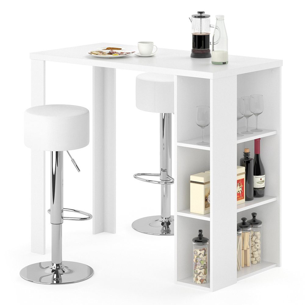 Vicco Bartisch Tresentisch Bartresen Bistrotisch NOEL Weiß inkl. Hocker