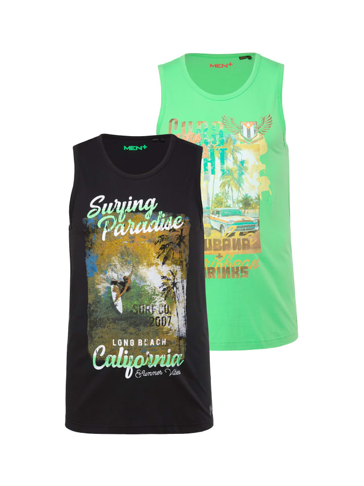 Men Plus Tank Top in blaugrün günstig kaufen