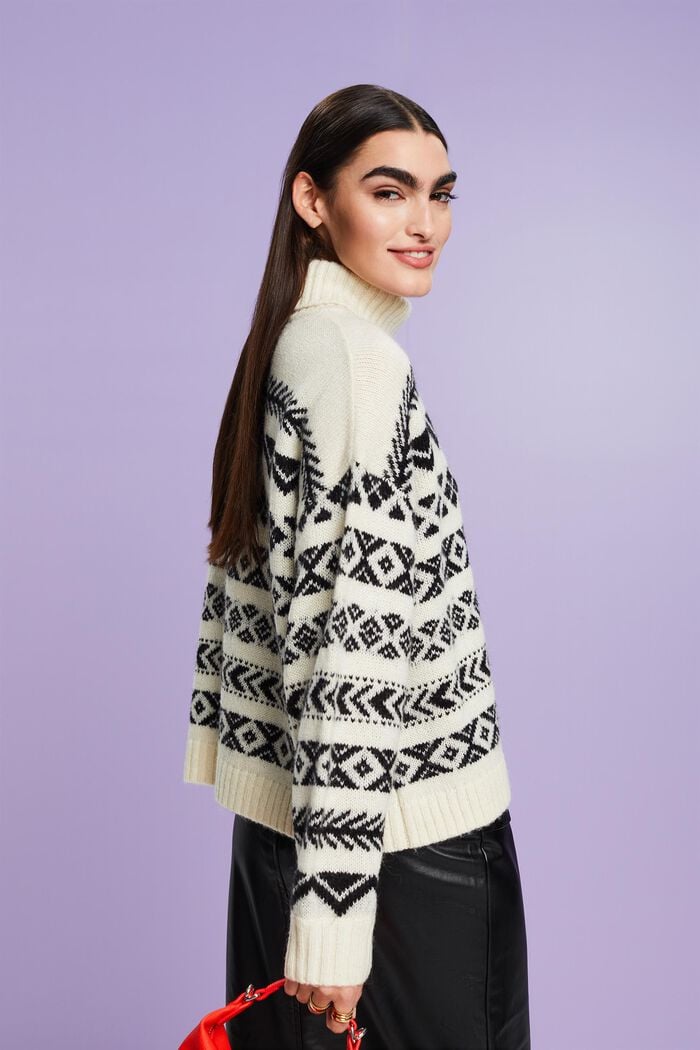 Jacquard-Rollkragenpullover aus Wollmix