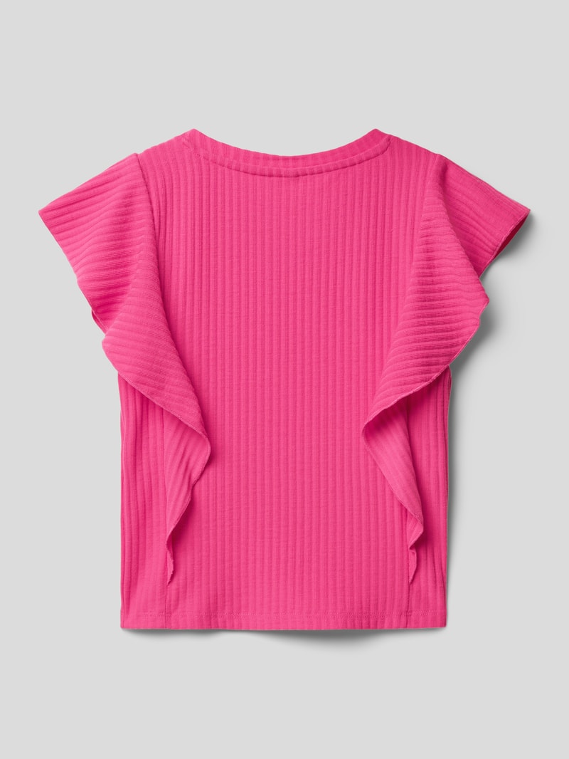 T-Shirt mit Volantärmel Modell 'KOGNELLA' in fuchsia