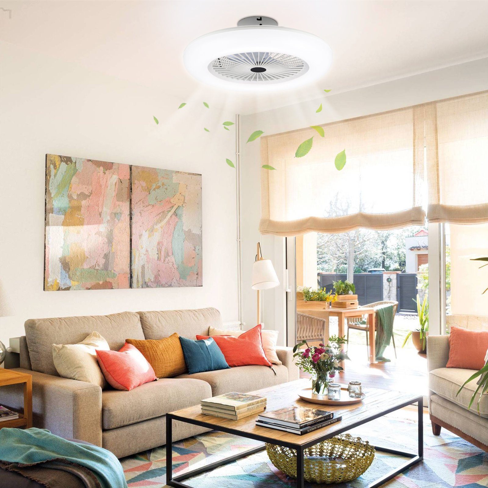 Lospitch Deckenventilator Deckenventilator Led mit Beleuchtung Fan mit Fernbedienung Weiß