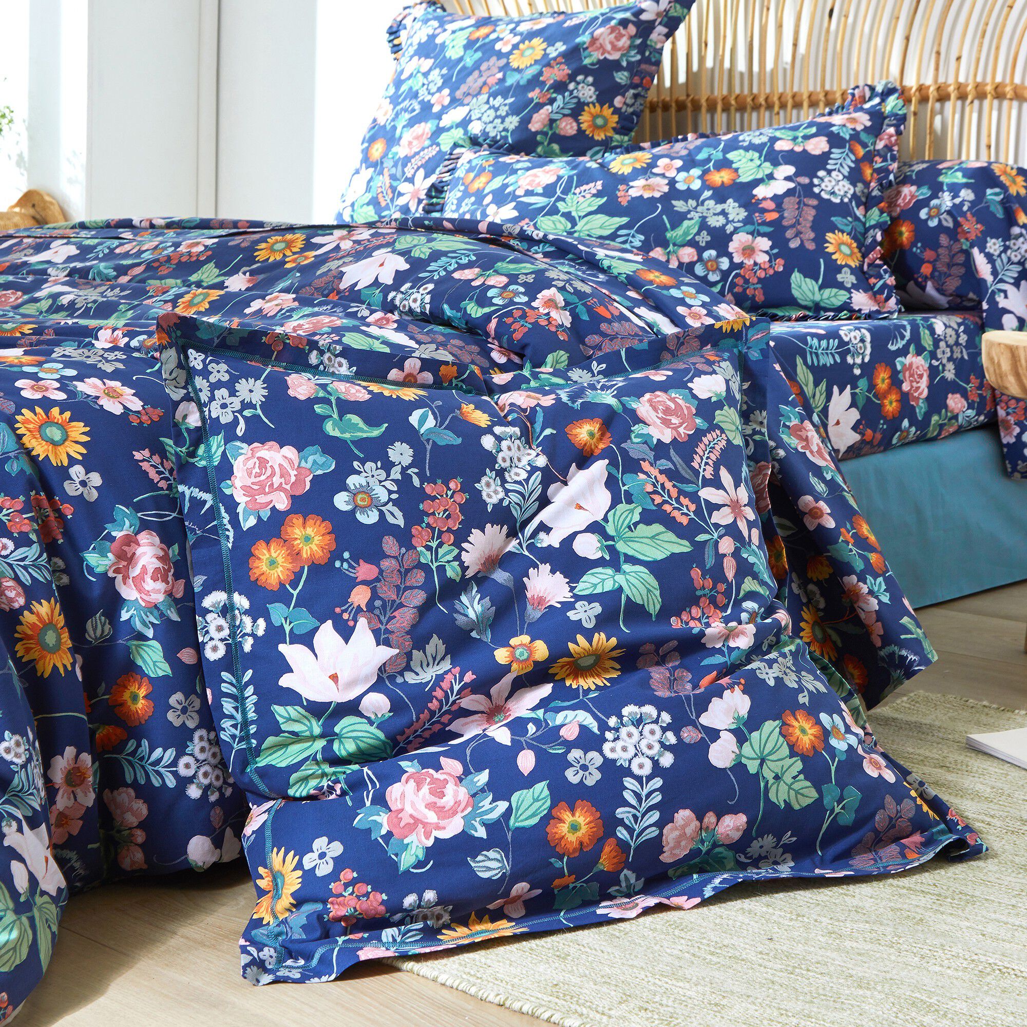 Linge de lit Kelly en coton imprimé floral