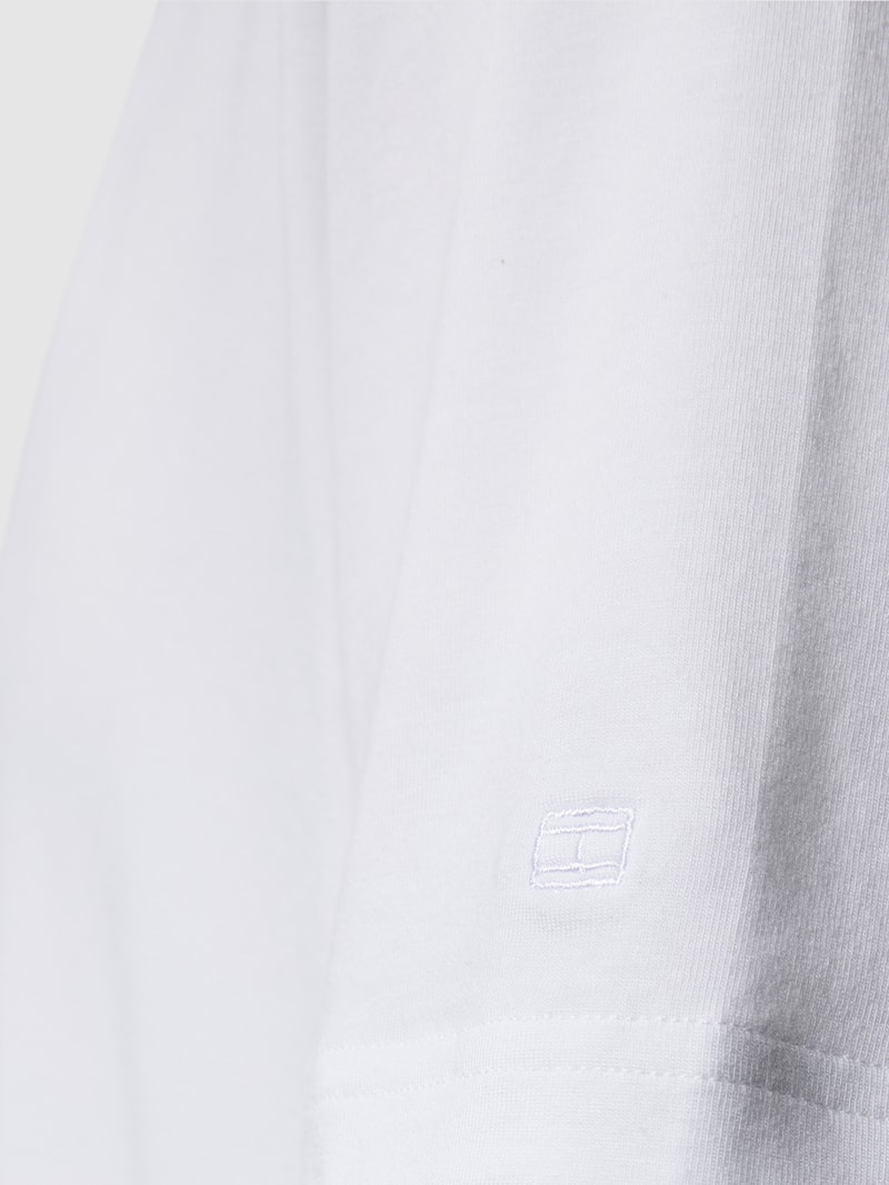 T-Shirt mit geripptem Rundhalsausschnitt im 2er-Pack in weiß