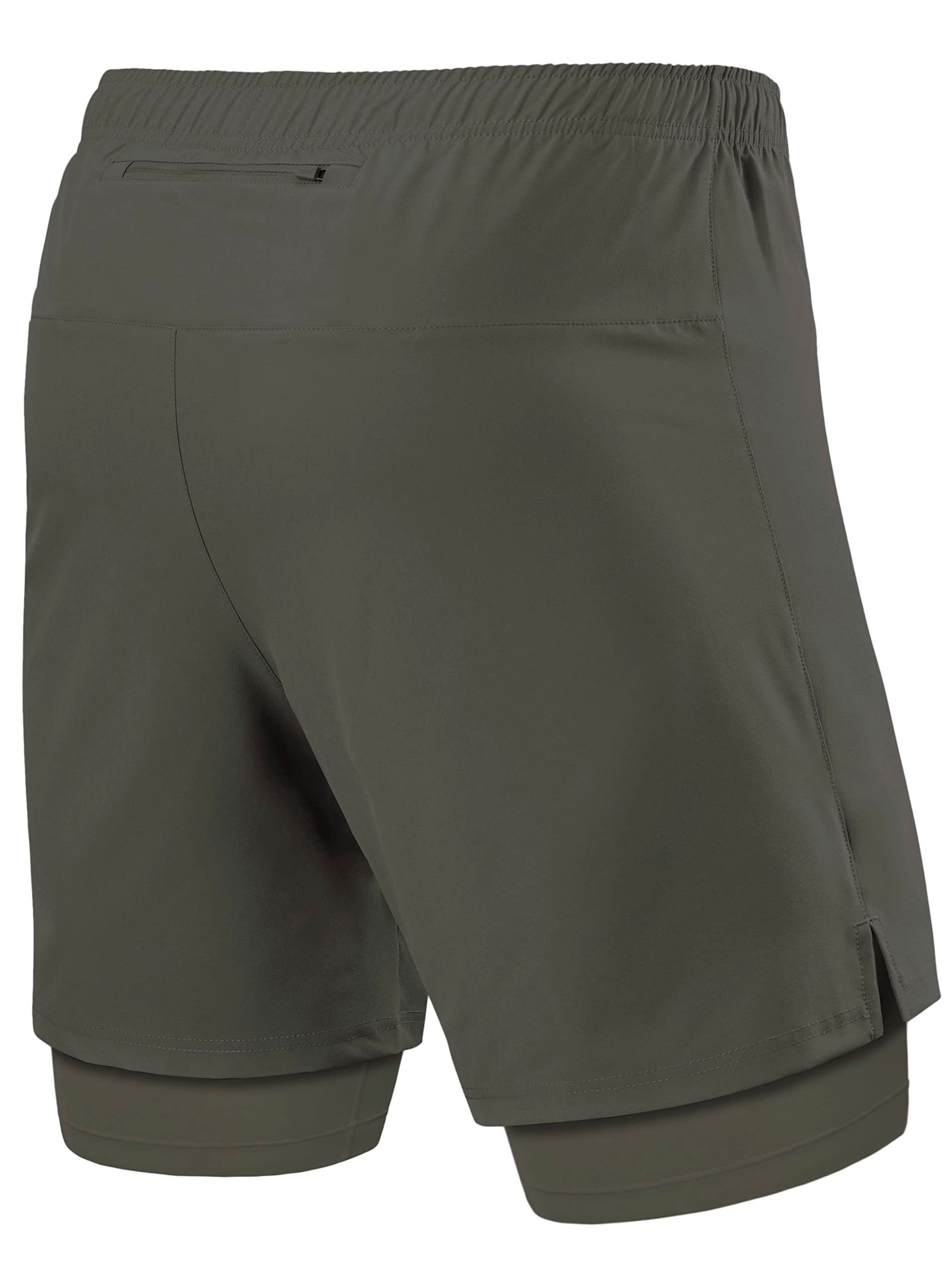 TCA Trainingsshorts TCA Herren 2-in-1 Laufhose mit Kompressionshose - Grün/Grün, XL