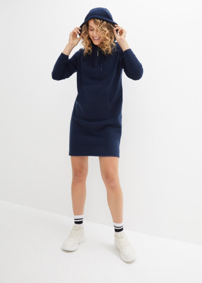 Fleece-Kleid mit Känguru-Tasche