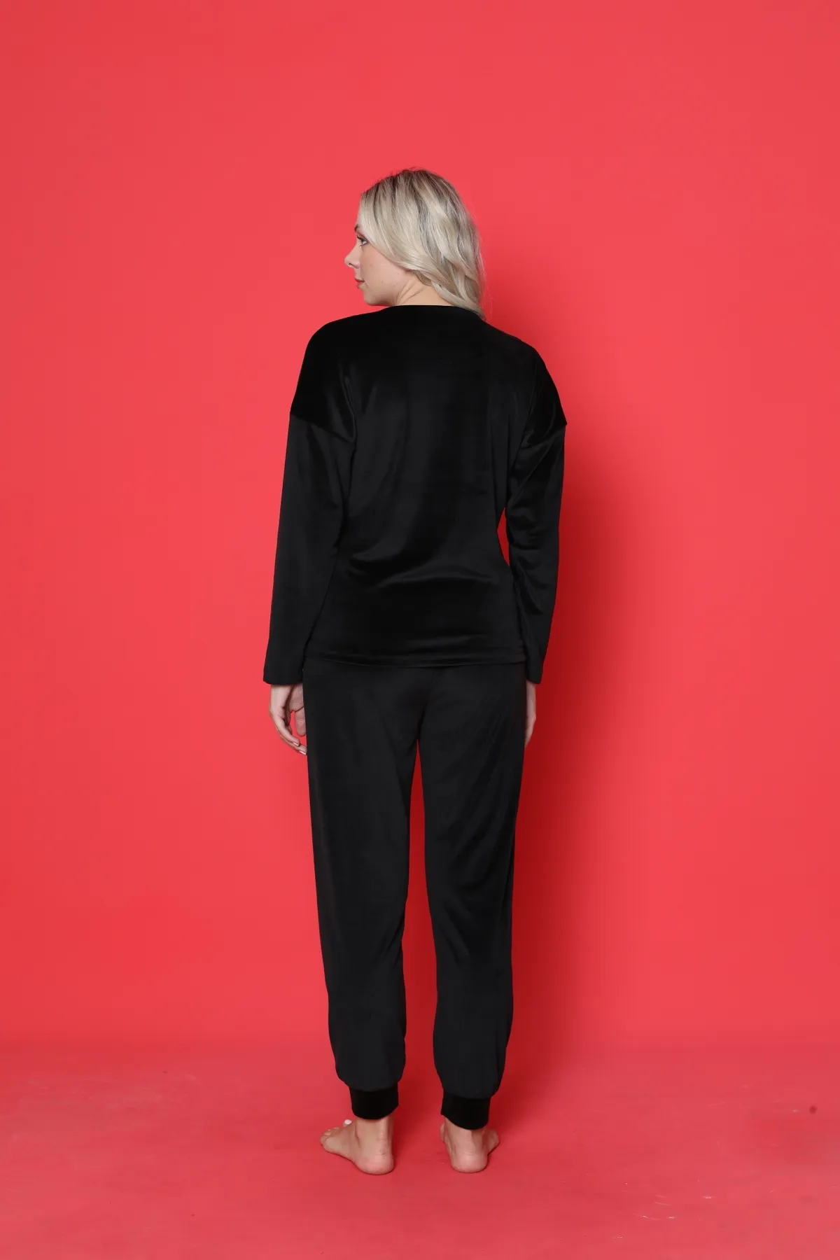 AHENGİM  Pyjama-Set für Jugendliche, französischer Samt, Amore, bedruckt, mit Spatenmanschette, Winter, saisonal, W20432250