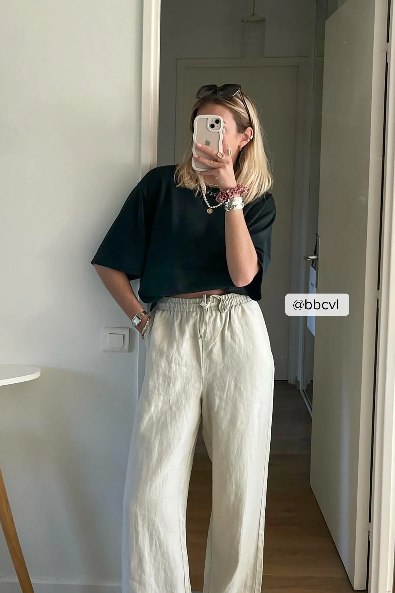 Leinenhose mit elastischem Bund