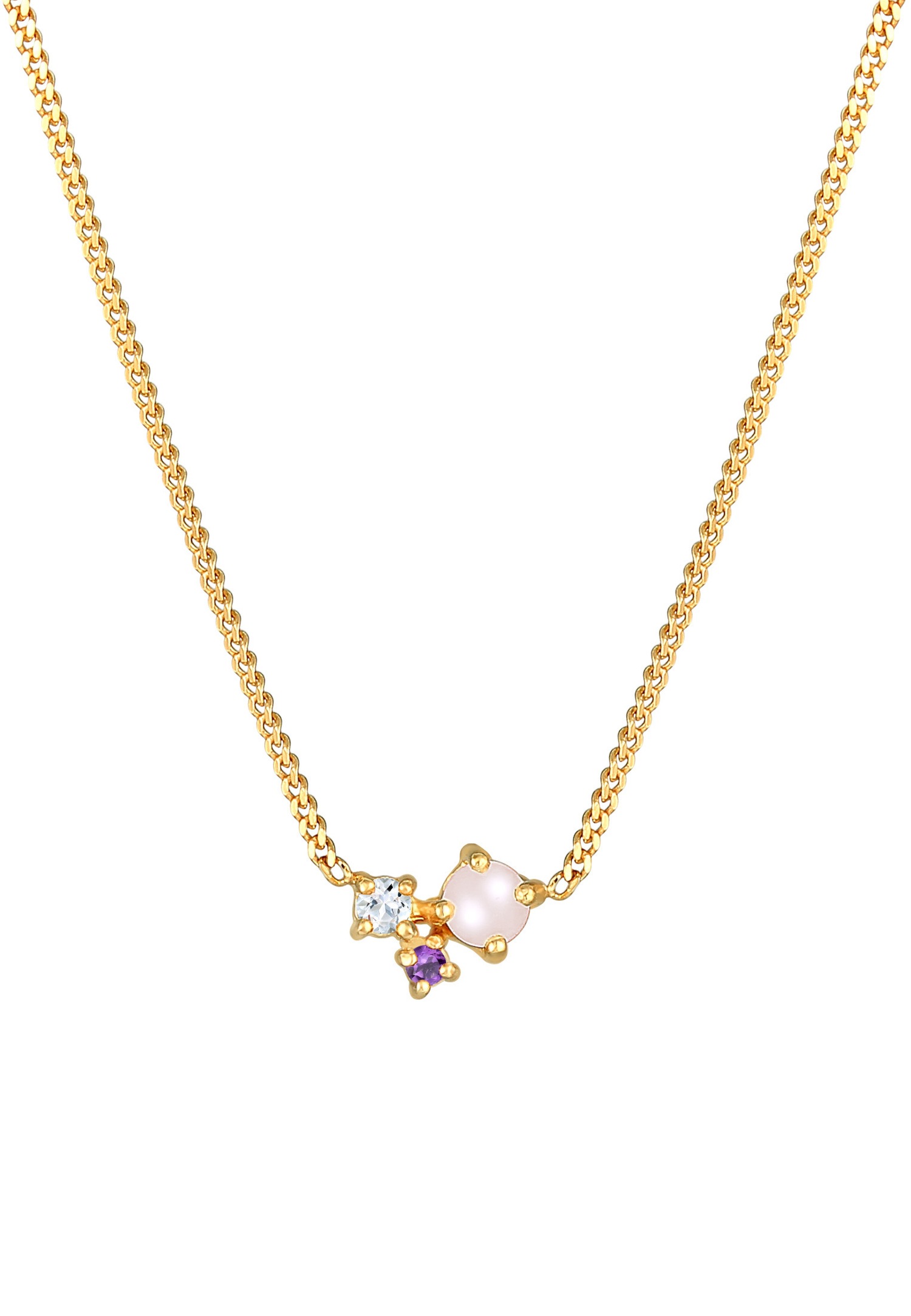 Ciondolo da donna Elli PREMIUM con quarzo rosa, ametista e topazio placcato oro 925