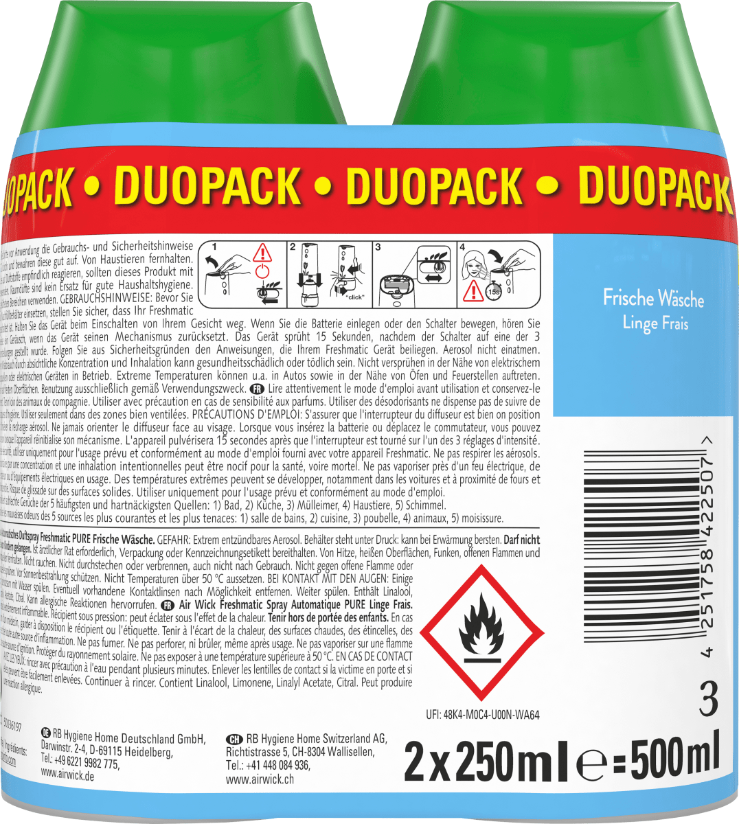 Lufterfrischer Freshmatic Frische Wäsche Nachfüllpack (2x250 ml), 2 St