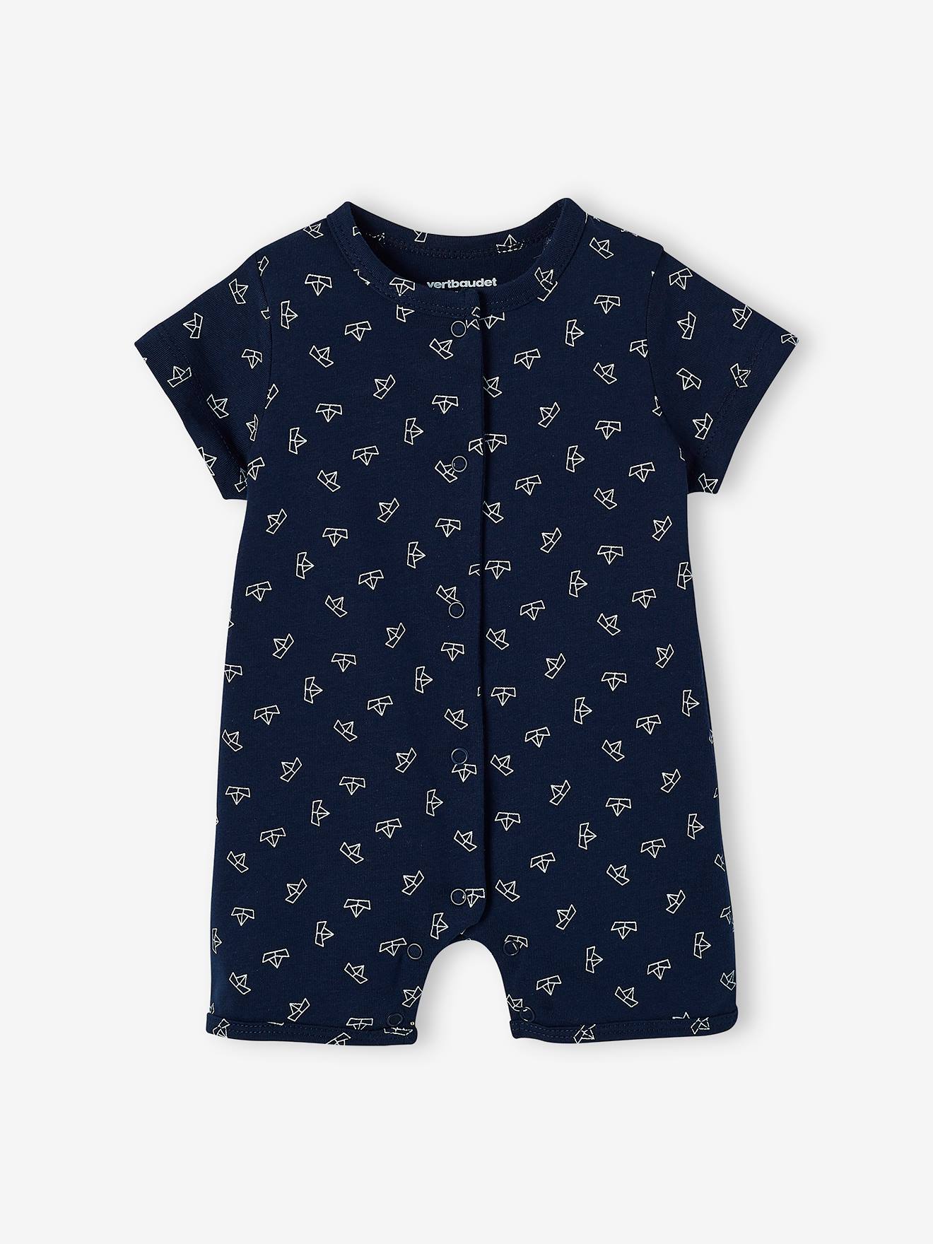 Vertbaudet 2er-Pack Jungen Baby Kurzoveralls Oeko-Tex - pack wollweiß